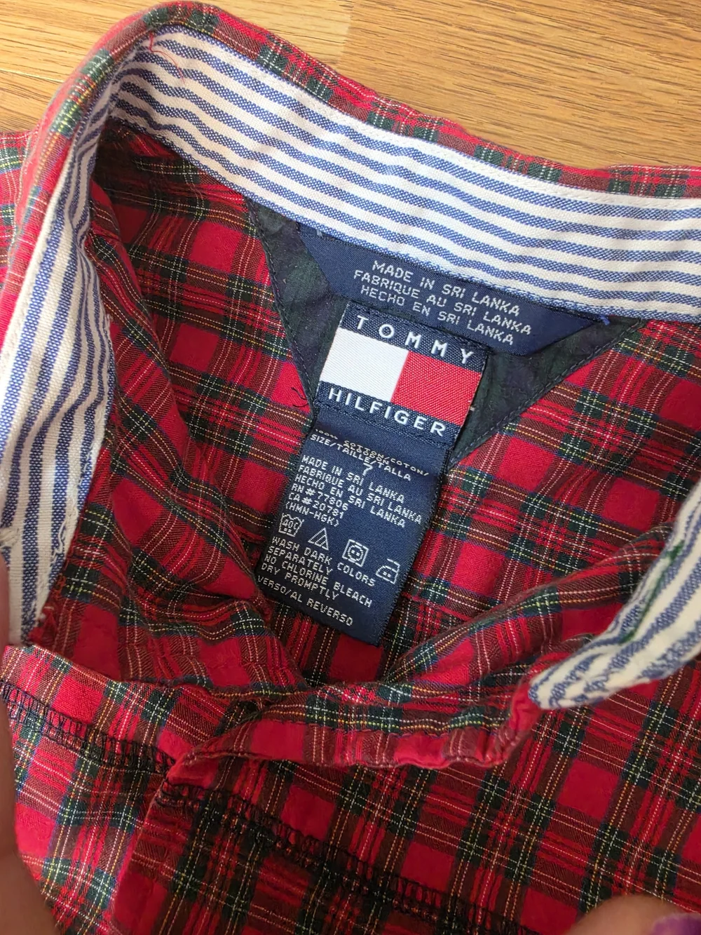 Tommy Hilfiger Red and Black Plaid Button-Down Shirt